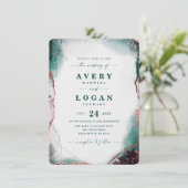 Moderne Abstracte Waterverf Emerald Green Wedding Kaart (Staand voorkant)