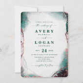 Moderne Abstracte Waterverf Emerald Green Wedding Kaart (Voorkant)