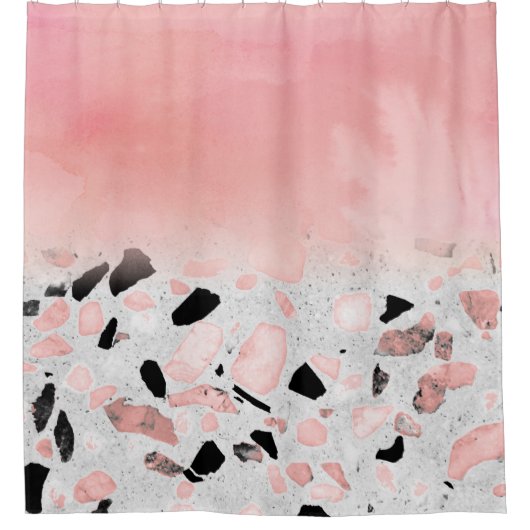 Moderne abstracte waterverf en marmerontwerp douchegordijn (Voorkant)