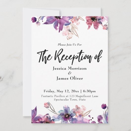 Moderne Abstracte Waterverf Florals Ontvangst Kaart (Voorkant)