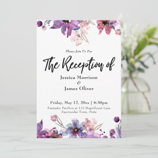 Moderne Abstracte Waterverf Florals Ontvangst Kaart (Staand voorkant)