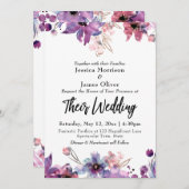 Moderne Abstracte Waterverf Florals Wedding Kaart (Voorkant / Achterkant)