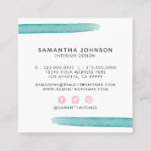 Moderne Abstracte Waterverf Geel Roze Blauw Ontwer Vierkante Visitekaartje (Achterkant)