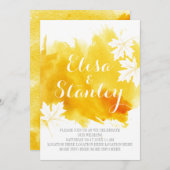 Moderne abstracte waterverf gele bruiloft kaart (Voorkant / Achterkant)