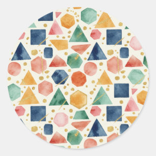 Moderne Abstracte Waterverf Geometrische Vormen & Ronde Sticker