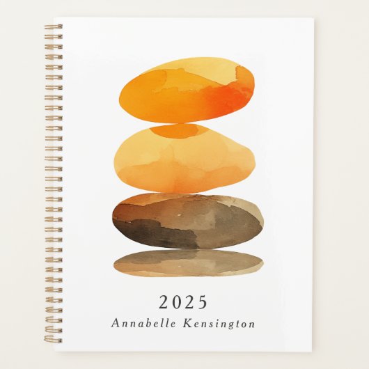 Moderne Abstracte Waterverf Gepersonaliseerde Naam Planner (Voorkant)