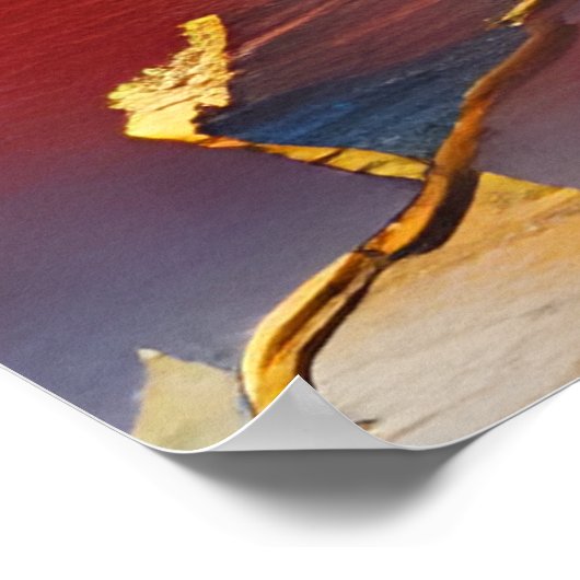 Moderne Abstracte Waterverf goudblauw 2 Poster (Hoek)