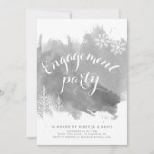 Moderne abstracte waterverf grijze verlovingsparti kaart (Voorkant)