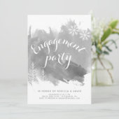 Moderne abstracte waterverf grijze verlovingsparti kaart (Staand voorkant)