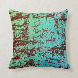 Moderne abstracte waterverf, groen zwart en blauw kussen