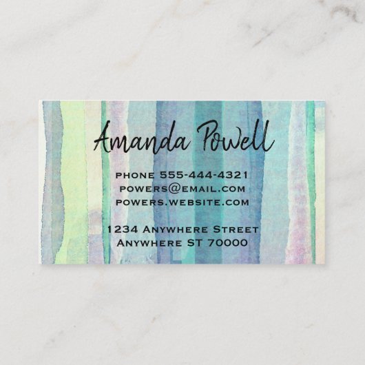 moderne abstracte waterverf kleurrijke gewoonte visitekaartje (Achterkant)
