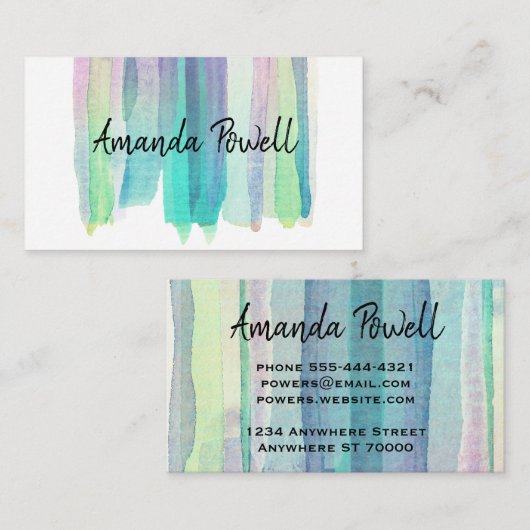 moderne abstracte waterverf kleurrijke gewoonte visitekaartje (Voorkant / Achterkant)