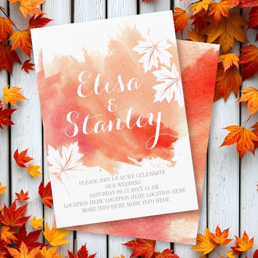 Moderne abstracte waterverf koraalperzikbruiloft kaart