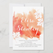 Moderne abstracte waterverf koraalperzikbruiloft kaart (Voorkant)