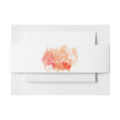 Moderne abstracte waterverf koraalperzikbruiloft uitnodigingen wikkel (Voorkant Voorbeeld)