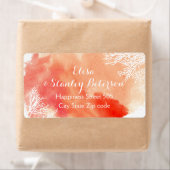 Moderne abstracte waterverf koraalrif bruiloft etiket (Insitu)