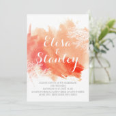 Moderne abstracte waterverf koraalrif bruiloft kaart (Staand voorkant)