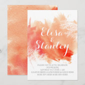 Moderne abstracte waterverf koraalrif bruiloft kaart (Voorkant / Achterkant)