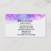 ** Moderne Abstracte Waterverf Lavendel Magenta Visitekaartje (Achterkant)