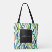 Moderne Abstracte Waterverf Leaf Monogram Tote Bag (Achterkant)