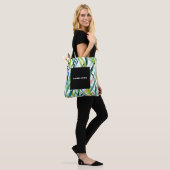 Moderne Abstracte Waterverf Leaf Monogram Tote Bag (Op model)