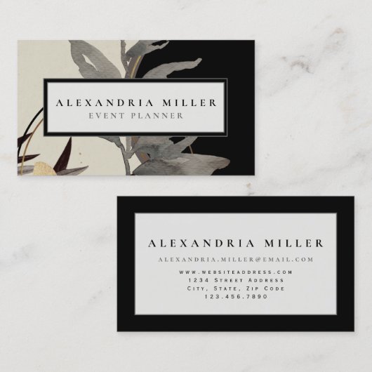 Moderne Abstracte Waterverf leest | Zwart Visitekaartje (Voorkant / Achterkant)