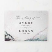 Moderne Abstracte Waterverf Lichte Paarse bruiloft Drieluik Uitnodiging (Cover)