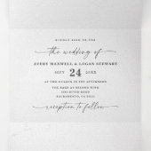 Moderne Abstracte Waterverf Lichte Paarse bruiloft Drieluik Uitnodiging (Binnenkant midden)