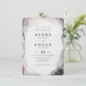 Moderne Abstracte Waterverf Lichte Paarse bruiloft Kaart (Staand voorkant)