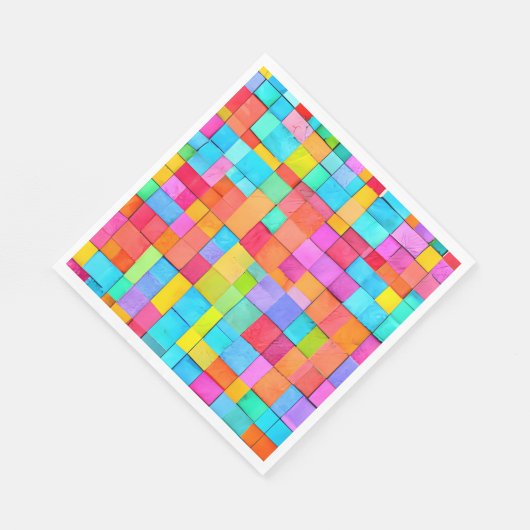 Moderne Abstracte Waterverf met kleurrijke geweven Servet (Hoek)