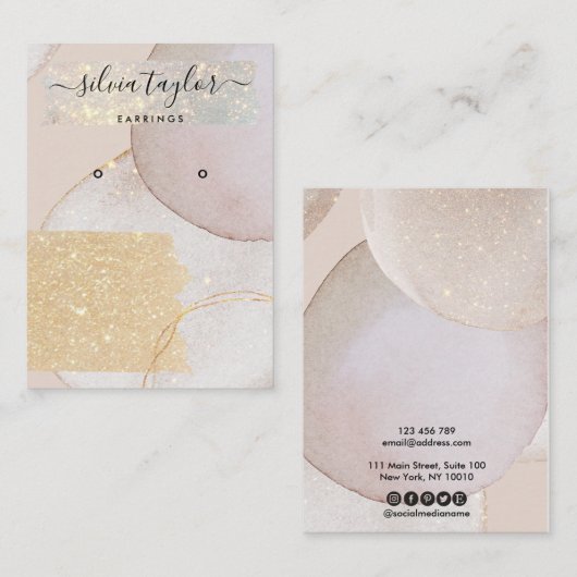 Moderne Abstracte Waterverf Minimalistisch oormerk Visitekaartje (Voorkant / Achterkant)