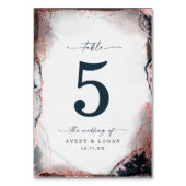 Moderne Abstracte Waterverf Moonlight Blue Wedding Kaart (Achterkant)