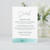 Moderne Abstracte Waterverf Oceaan bruiloft detail Informatiekaartje (Staand voorkant)