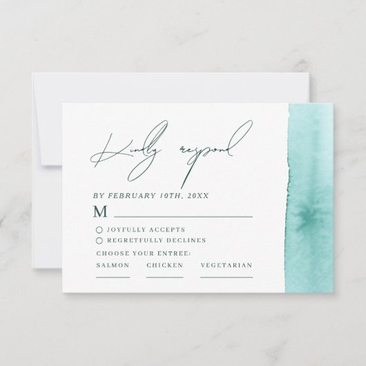 Moderne Abstracte Waterverf Oceaan Strand Bruiloft RSVP Kaartje (Voorkant)