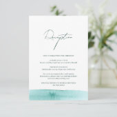 Moderne Abstracte Waterverf Ocean Wedding Receptie Informatiekaartje (Staand voorkant)