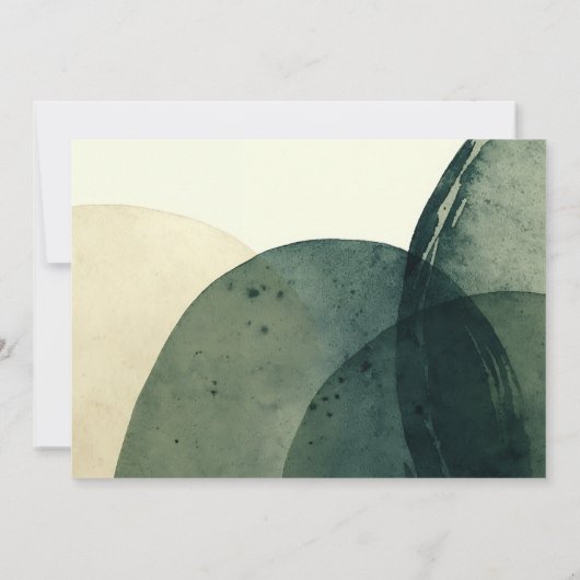 Moderne Abstracte Waterverf Olijfgroene bruiloft Save The Date (Achterkant)