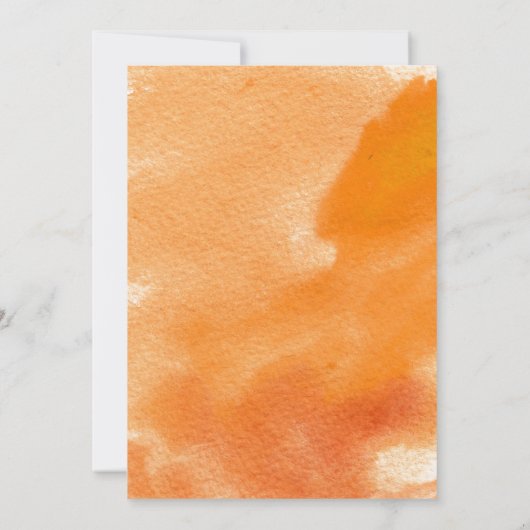 Moderne abstracte waterverf oranje verjaardagsfees kaart (Achterkant)