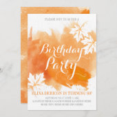 Moderne abstracte waterverf oranje verjaardagsfees kaart (Voorkant / Achterkant)