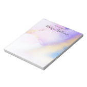 Moderne Abstracte Waterverf Paars Gold Name Script Notitieblok (Linkerzijde)