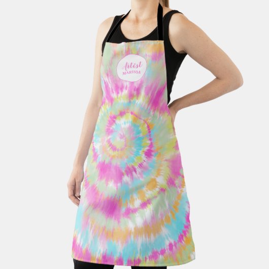 Moderne abstracte waterverf pastel tie kleurstof a schort (Insitu)