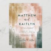 Moderne Abstracte Waterverf penseel lijnen bruilof Kaart (Voorkant / Achterkant)