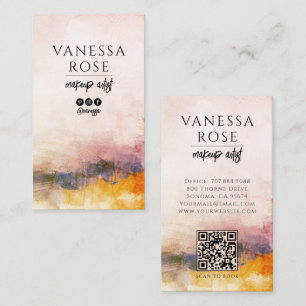Moderne Abstracte Waterverf QR-code voor Make-up A Visitekaartje