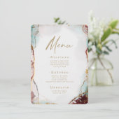 Moderne Abstracte Waterverf Rood & Goud Huwelijk Menu (Staand voorkant)