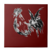 Moderne Abstracte Waterverf Rooster Tegeltje (Voorkant)