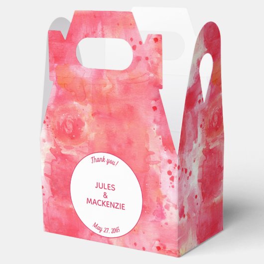 Moderne Abstracte Waterverf Roze Bruiloft Bedankdoosjes (Geopend)