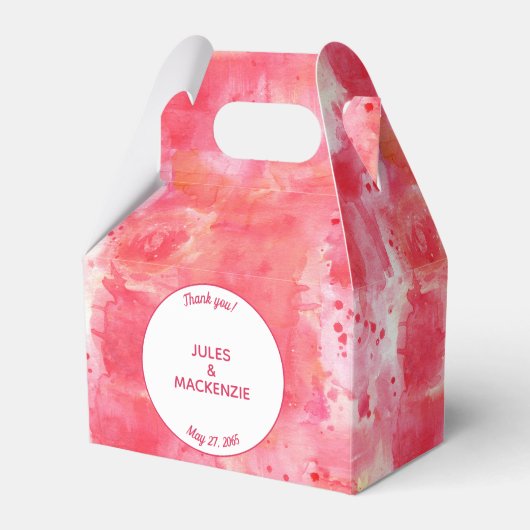 Moderne Abstracte Waterverf Roze Bruiloft Bedankdoosjes (Voorkant Zijde)