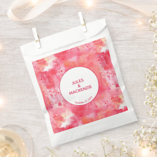 Moderne Abstracte Waterverf Roze Bruiloft Bedankzakje