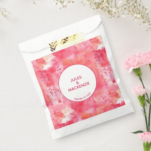 Moderne Abstracte Waterverf Roze Bruiloft Bedankzakje (Gezegeld)