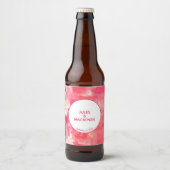 Moderne Abstracte Waterverf Roze Bruiloft Bier Etiket (Voorkant)