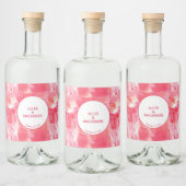 Moderne Abstracte Waterverf Roze Bruiloft Likeurfles Etiket (Flessen)